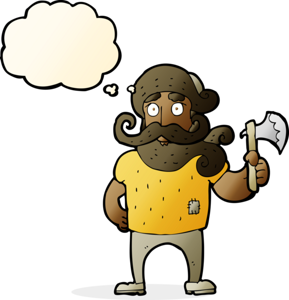 Bir insan tarafından çizilmiş baltalı bir oduncu.