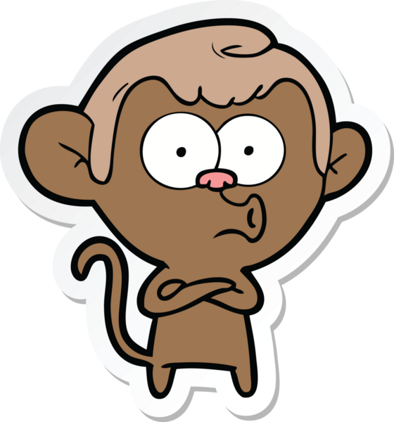 Bir insan tarafından çizilmiş korna çalan bir maymunun çıkartması.