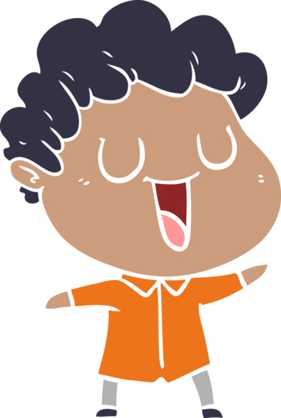 Bir insan tarafından çizilmiş düz renkli karikatür adam.