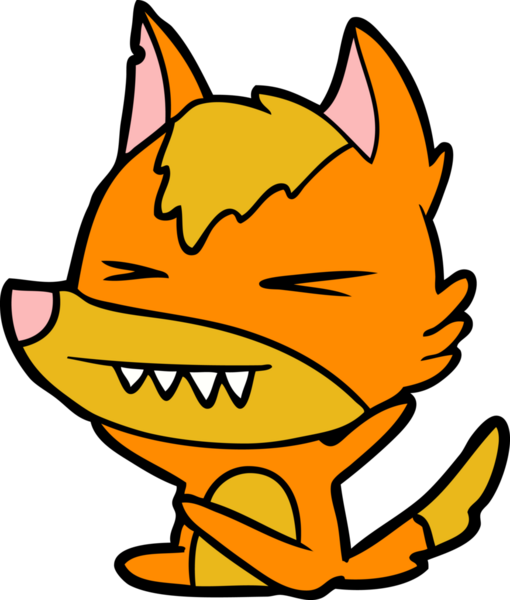 Bir insan tarafından çizilmiş tilki çizgi film karakteri