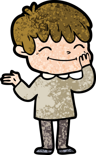 Bir insan tarafından çizilmiş mutlu çocuk çizgi filmi.