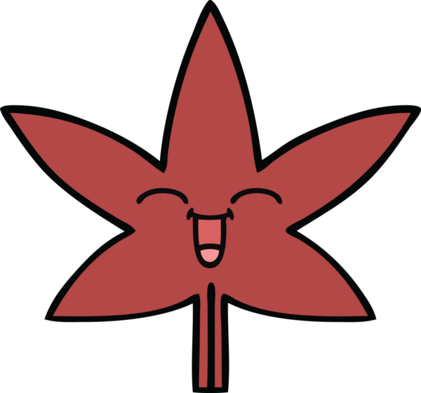 Bir insan tarafından çizilmiş bir sonbahar yaprağının sevimli karikatürü.