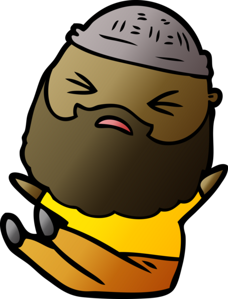 Bir insan tarafından çizilmiş sakallı bir çizgi film adamı.