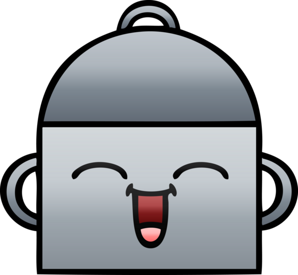 Bir insan tarafından çizilmiş tencerenin gölgeli karikatürü.