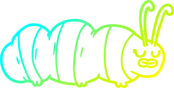 Bir insan tarafından çizilmiş komik bir çizgi film böceğinin soğuk gradyan çizimi