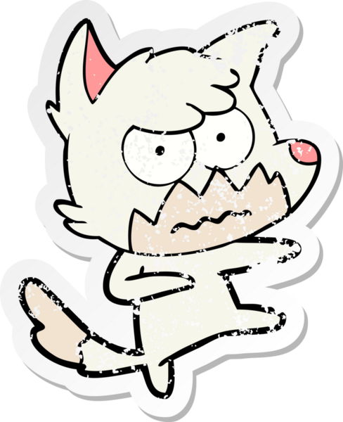 Bir insan tarafından çizilmiş, sıkıntılı bir çizgi film çıkartması.