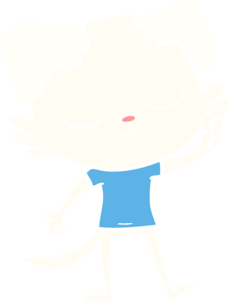 Bir insan tarafından çizilmiş şirin düz renkli çizgi film köpeği.