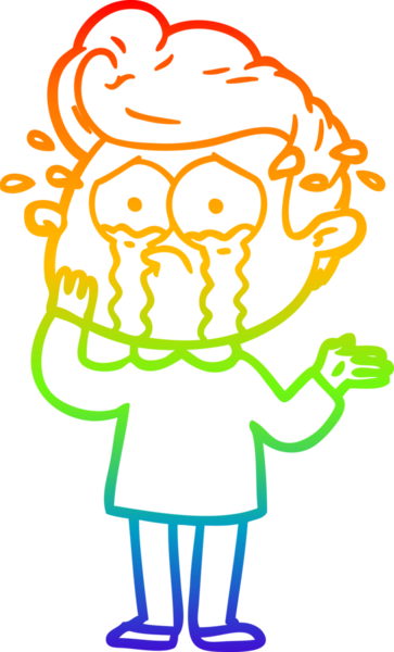 gökkuşağı gradyanı çizimi endişeli bir çizgi film karakteri insan tarafından çizilmiş