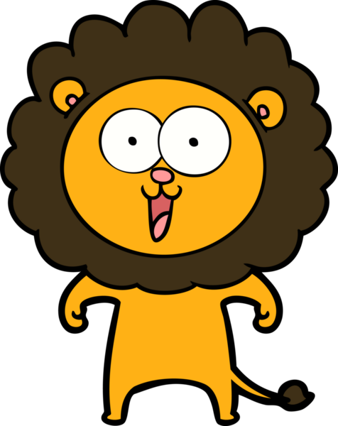 Bir insan tarafından çizilmiş mutlu çizgi film aslanı.