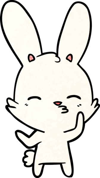 Bir insan tarafından çizilmiş meraklı tavşan çizgi filmi.