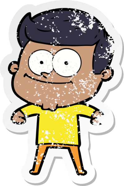 Bir insan tarafından çizilmiş mutlu bir adamın sıkıntılı çıkartması.