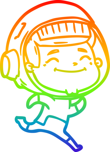 gökkuşağı gradyan çizimi mutlu bir çizgi astronot çizimi bir insan tarafından çizildi