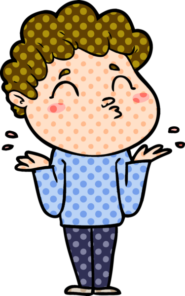 Bir insan tarafından çizilmiş karikatür adam omuz silkiyor.