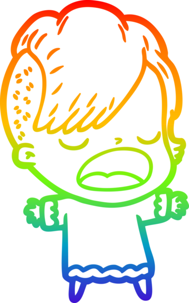 Gökkuşağı gradyan çizgi çizimi bir insan tarafından çizilen havalı hippi kız çizimi