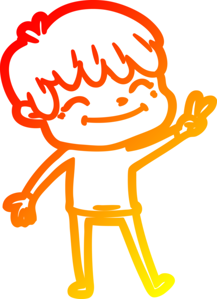 Bir insan tarafından çizilen mutlu bir çocuğun sıcak çizgi çizimi.