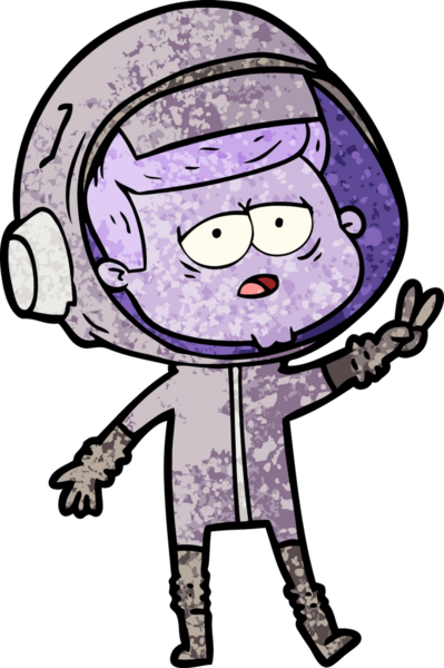 Bir insan tarafından çizilmiş yorgun astronot çizgi filmi.