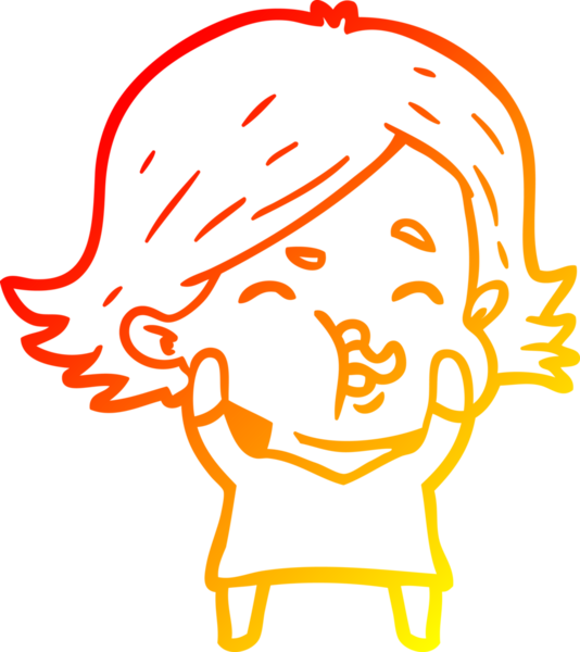 Bir insan tarafından çizilmiş bir çizgi film kızının sıcak çizgi çizimi.