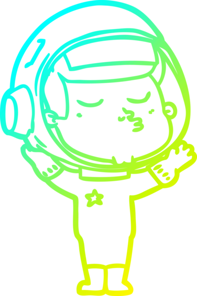 Bir insan tarafından çizilmiş kendinden emin bir astronotun soğuk çizgi çizimi.