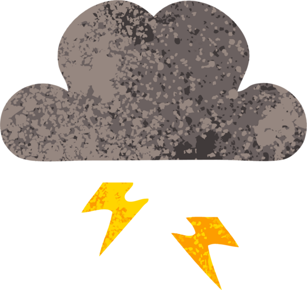 Bir insan tarafından çizilmiş bir fırtına bulutunun retro çizim tarzı karikatürü