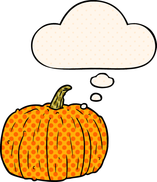 Çizgi roman tarzında bir insan tarafından çizilmiş düşünce balkabağı.