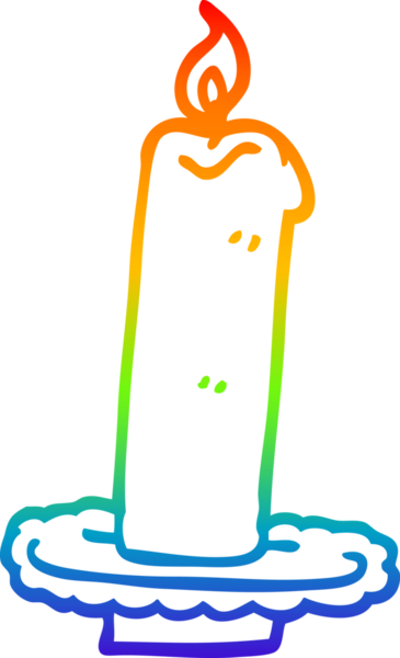 Gökkuşağı gradyan çizgi çizimi yanan cadılar bayramı mumu bir insan tarafından çizildi