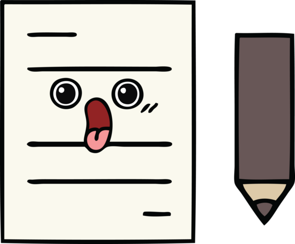 Bir insan tarafından çizilmiş bir test kağıdının sevimli karikatürü.