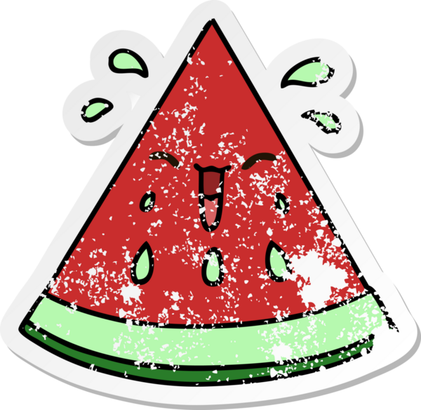 Bir insan tarafından çizilmiş karpuz çizilmiş garip bir el çıkartması.