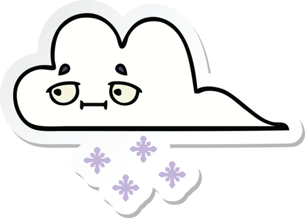 Bir insan tarafından çizilmiş şirin bir kar bulutunun çıkartması.