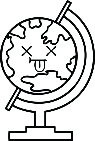 Bir insan tarafından çizilmiş dünyanın karikatürü.