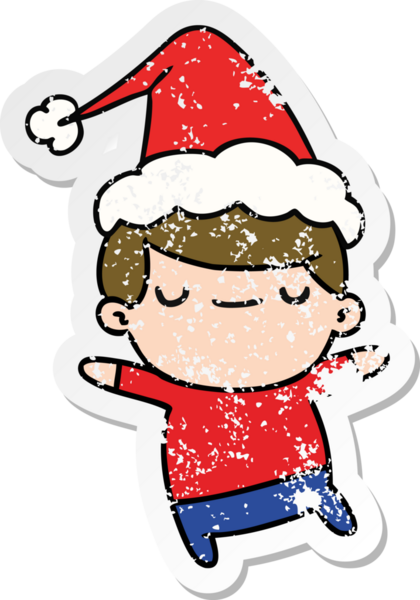 Bir insan tarafından çizilmiş Kawai çocuğunun, sıkıntılı yılbaşı çıkartması.