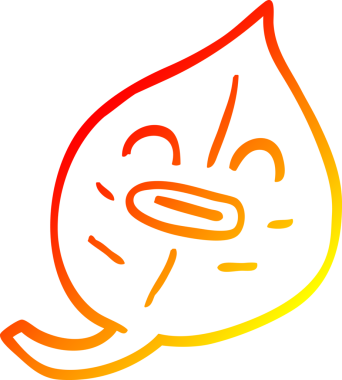 Bir insan tarafından çizilen çizgi film yaprağının sıcak gradyan çizimi