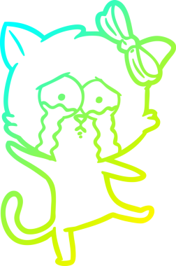 Bir insan tarafından çizilen çizgi film kedisinin soğuk gradyan çizgisi.