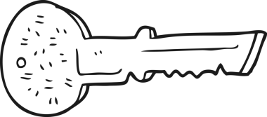 Bir insan tarafından çizilmiş siyah beyaz çizgi film kapı anahtarı.