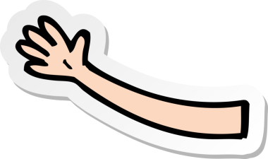 Bir insan tarafından çizilmiş bir karikatür kolunun çıkartması.