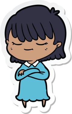 Bir insan tarafından çizilmiş bir karikatür kadının çıkartması.