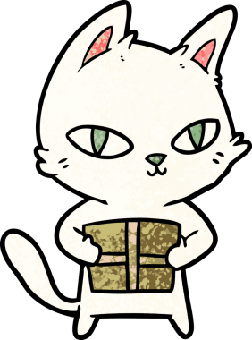 Bir insan tarafından çizilmiş karikatür kedisi.