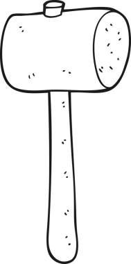 Bir insan tarafından çizilmiş siyah beyaz karikatür tahta tokmak