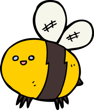 Bir insan tarafından çizilmiş çizgi film arısı.