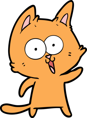 Bir insan tarafından çizilmiş komik çizgi film kedisi.