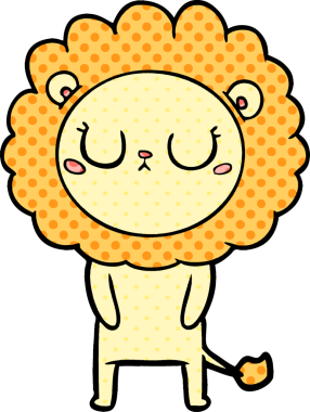 Bir insan tarafından çizilmiş çizgi film aslanı.