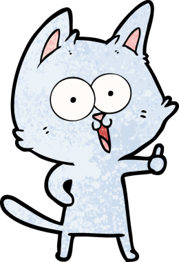 Bir insan tarafından çizilmiş komik çizgi film kedisi.