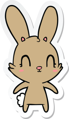 Bir insan tarafından çizilmiş şirin bir tavşanın çıkartması.