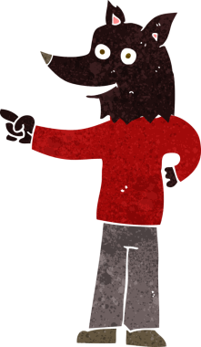 Çizgi filmdeki kurt adam insan tarafından çizilmiş.