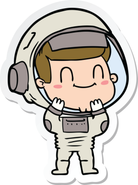 Bir insan tarafından çizilmiş mutlu bir astronotun çıkartması.