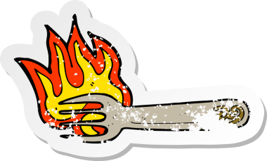 Bir insan tarafından çizilmiş bir çizgi film çatalının gerilimli yapıştırması.