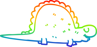 Bir insan tarafından çizilmiş tarih öncesi bir dinozorun gökkuşağı gradyan çizimi