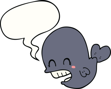 Bir insan tarafından çizilmiş konuşma balonlu çizgi film balinası