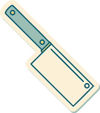 Bir insan tarafından çizilmiş et satırının geleneksel stiliyle dövme çıkartması.