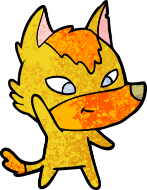 Bir insan tarafından çizilmiş tilki çizgi film karakteri