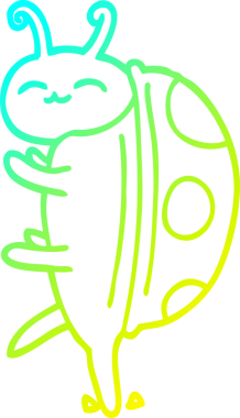 Bir insan tarafından çizilmiş sevimli bir uğur böceğinin soğuk gradyan çizimi